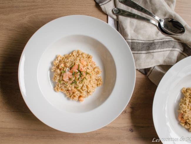 Risotto à la bisque de homard et crevettes