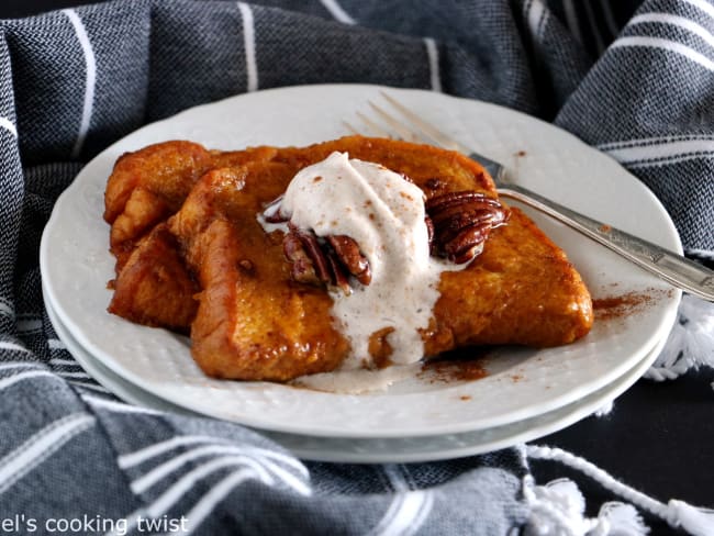 Pain perdu vegan à la citrouille et chantilly aux épices chai