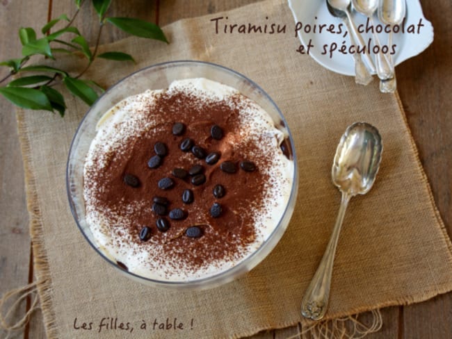 Tiramisu express aux poires, chocolat et spéculoos