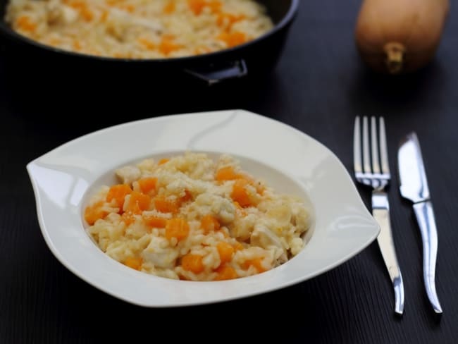 Risotto à la courge butternut, dinde et parmesan