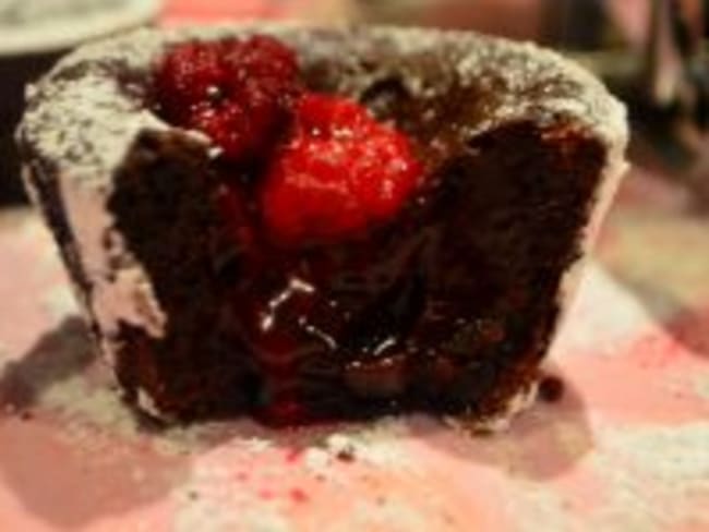 Fondant au chocolat aux framboises