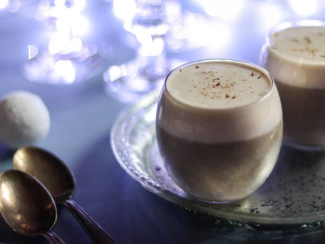 Cappuccino de champignons et sa mousse de lard, de belles verrines pour l'apéro