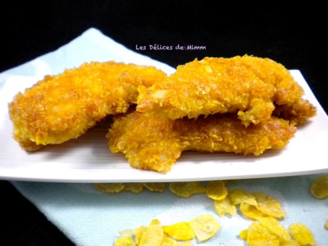 Aiguillettes de poulet sans gluten panées aux corn flakes