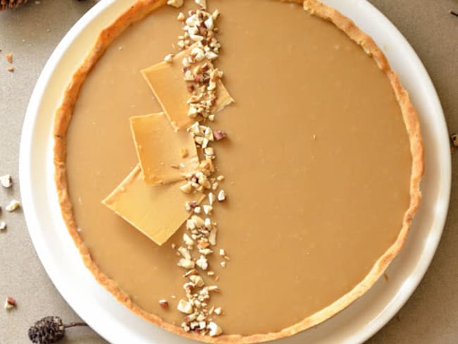 Tarte noisette et chocolat dulcey