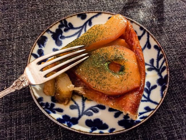 Tatin de poires au thé matcha