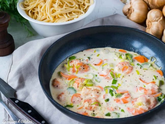 Crevettes sautées à la crème