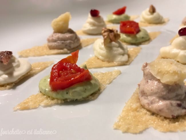 Toasts de parmesan et crèmes gourmandes sans gluten