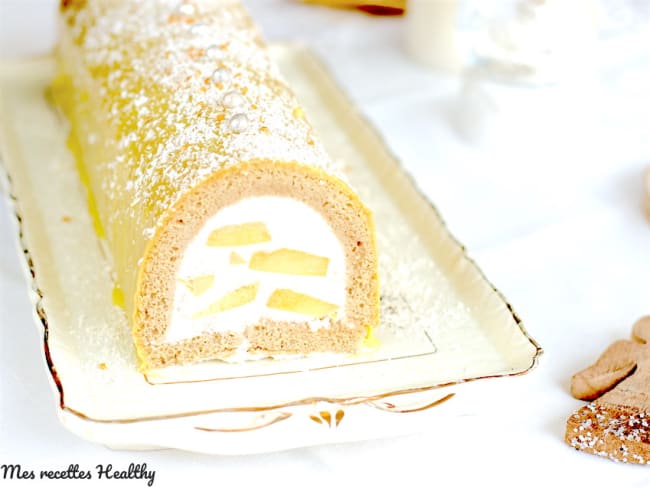 Bûche du réveillon glacée à la noix de coco et mangue