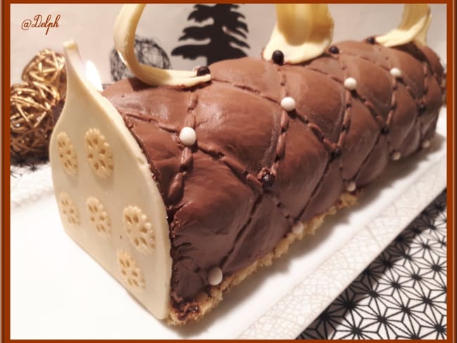 Bûche de noël chocolat et Insert à la Poire