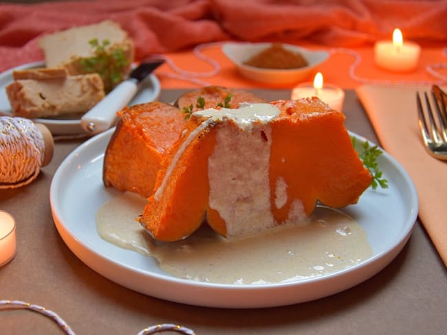 Courge Musquée Rôtie, Sauce Foie Gras- Pain d'épices