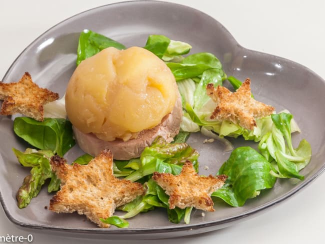 Dôme de pommes au foie gras