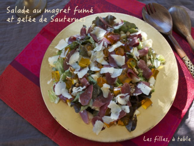 Salade au magret fumé et gelée de Sauternes