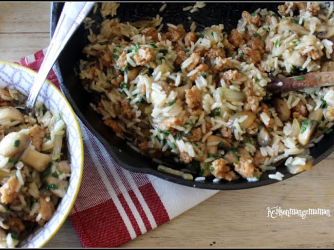 Poêlée de riz sauté et de protéines de soja texturées sauce soja agave