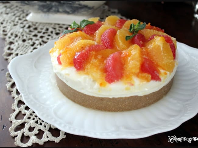 Cheesecake sans cuisson au lait concentré sucré aux agrumes