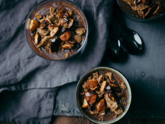 Crème au chocolat, spéculoos et amandes caramélisées