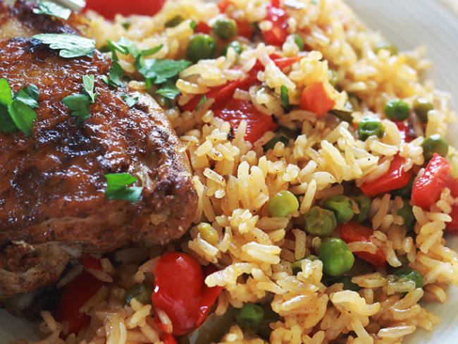 Riz au poulet et légumes