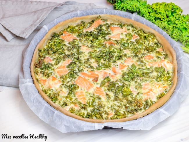 Quiche au kale et saumon à la ricotta