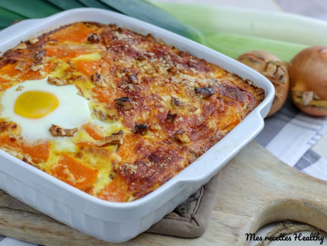 Gratin de potiron et fondue de poireau