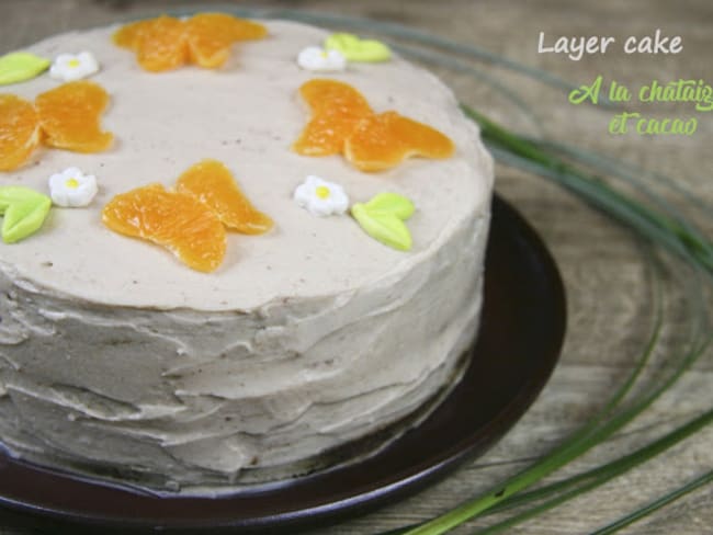 Layer cake à la farine de châtaigne et cacao vegan et sans gluten