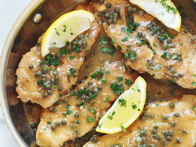 Escalopes de poulet au citron et câpres