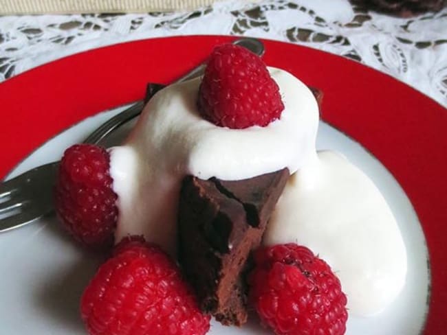 Fondant aux framboises et Chantilly d'après Cyril Lignac