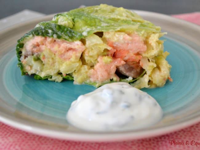 Tourte au chou vert et aux deux saumons