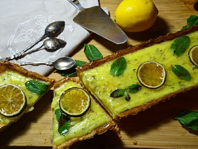 Tarte mojito citron rhum et menthe