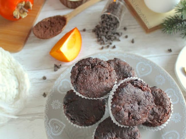 Petits cakes au chocolat, cacao et kaki