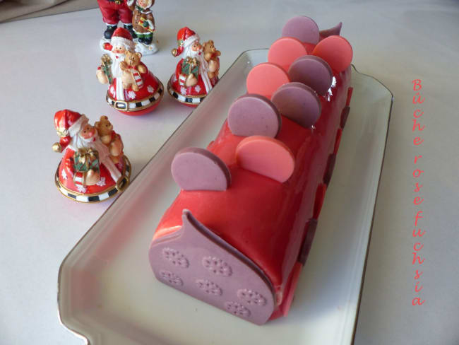 Bûche de fête rose fuchsia