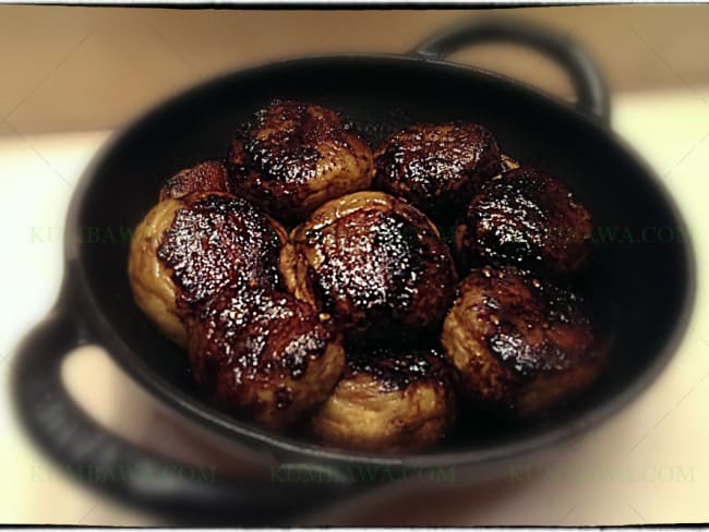 Champignons caramélisés, vinaigre de ccurcuma