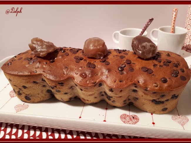 Cake aux pépites de chocolat et marrons glacés