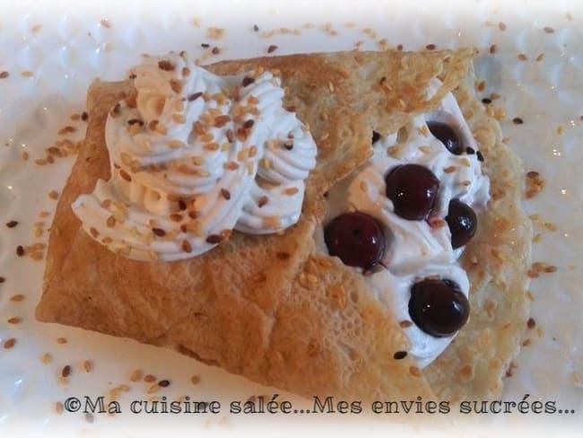 Crêpes à la crème Chantilly et aux Griottines