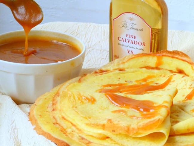 Mes crêpes au calvados et au caramel beurre salé