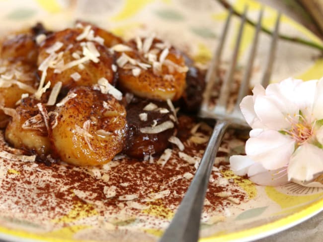 Bananes flambées au chocolat noir bio