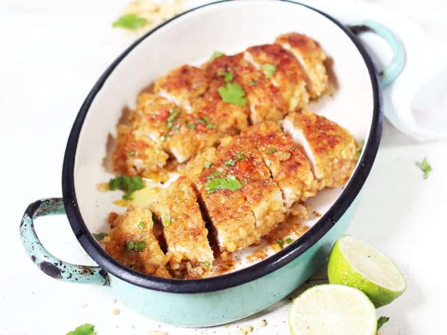 Filets de poulet panés à la chips de banane