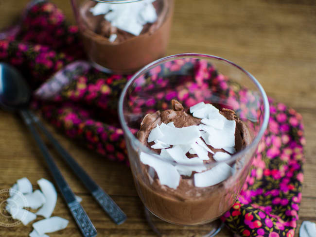 Mousse au chocolat à la crème de coco, recette vegan et IG bas