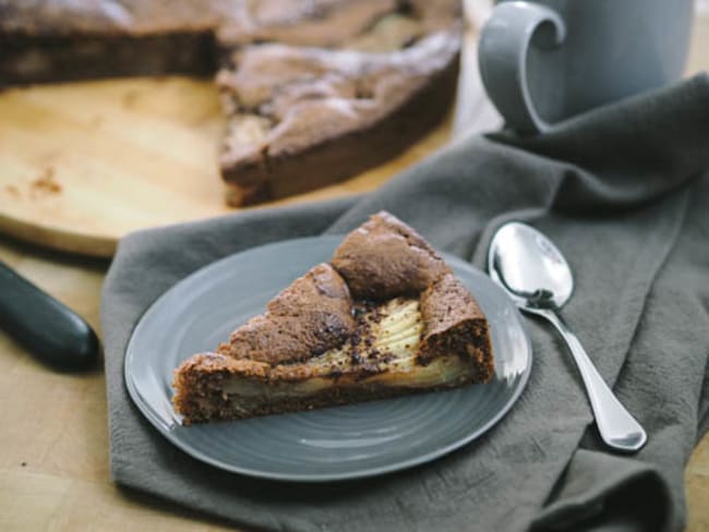 Gâteau poires et chocolat à la farine de châtaigne sans gluten