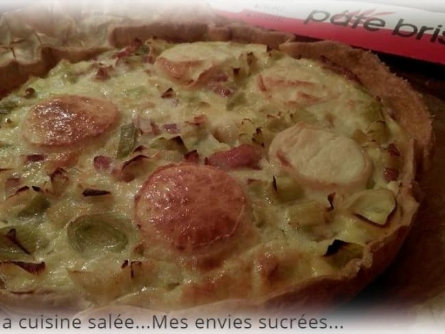 Tarte poireaux lardons chavignol