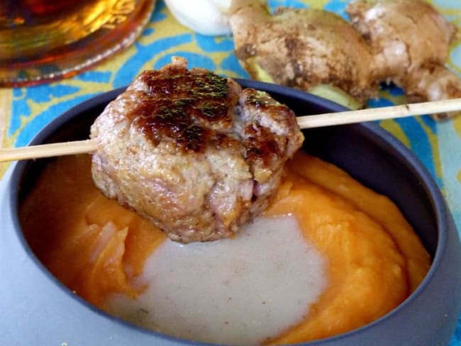 Boulettes d'agneau au gingembre, sauce rhum et lait de coco, pâques