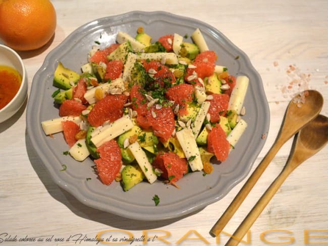 Salade colorée au sel rose d’Himalaya et sa vinaigrette à l’orange