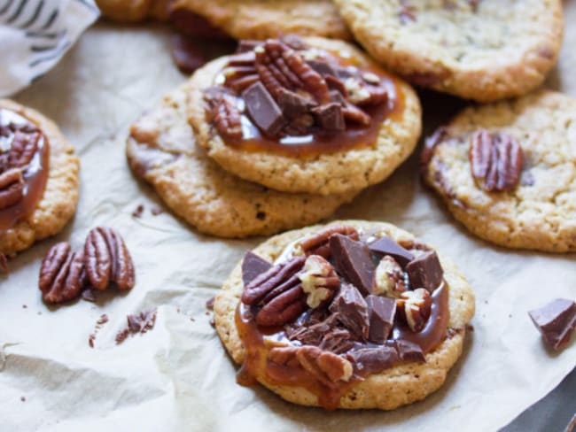 Cookies caramel, chocolat et noix de pécan