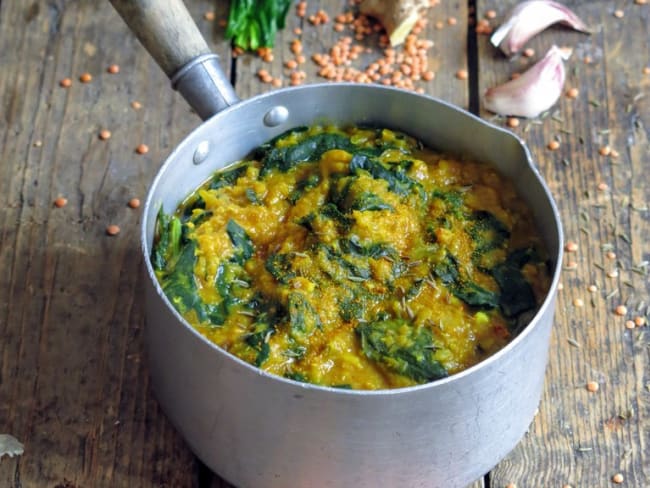 Dahl de lentilles aux épinards comme en Inde