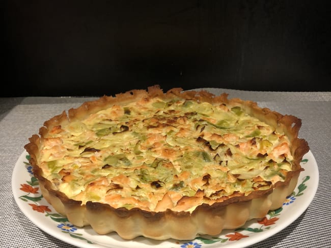 Tarte aux poireaux et saumon