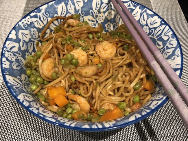 Nouilles sautées aux crevettes