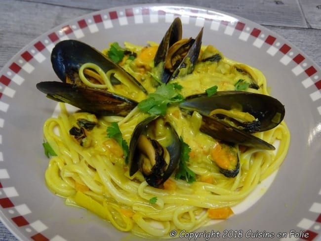 Lunguine aux moules et au curry