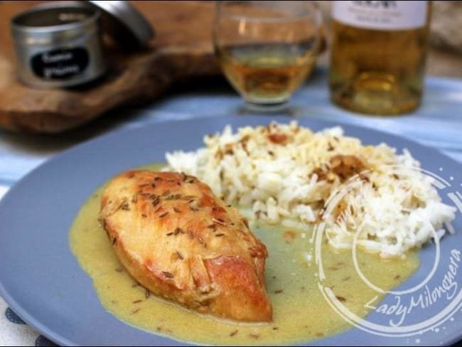 Comminée de volaille - Poulet à la crème au cumin et aux amandes - sans lactose