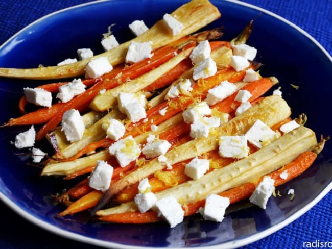 Carottes et panais rôtis au sirop d’érable et citron