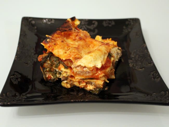 Lasagnes aux blettes, tomates et chèvre frais