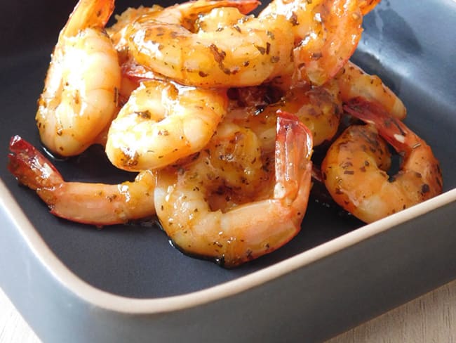 Crevettes laquées pour l'apéritif