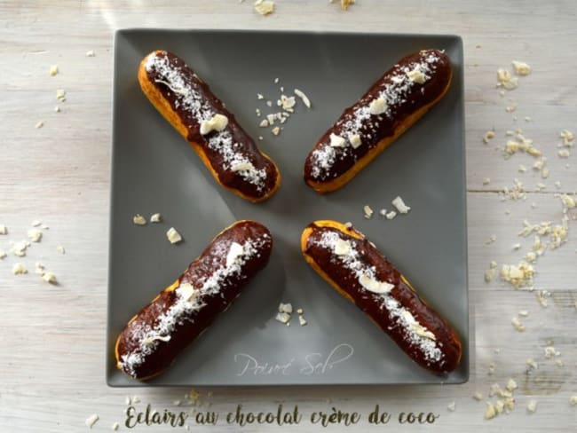 Éclairs au chocolat crème de coco